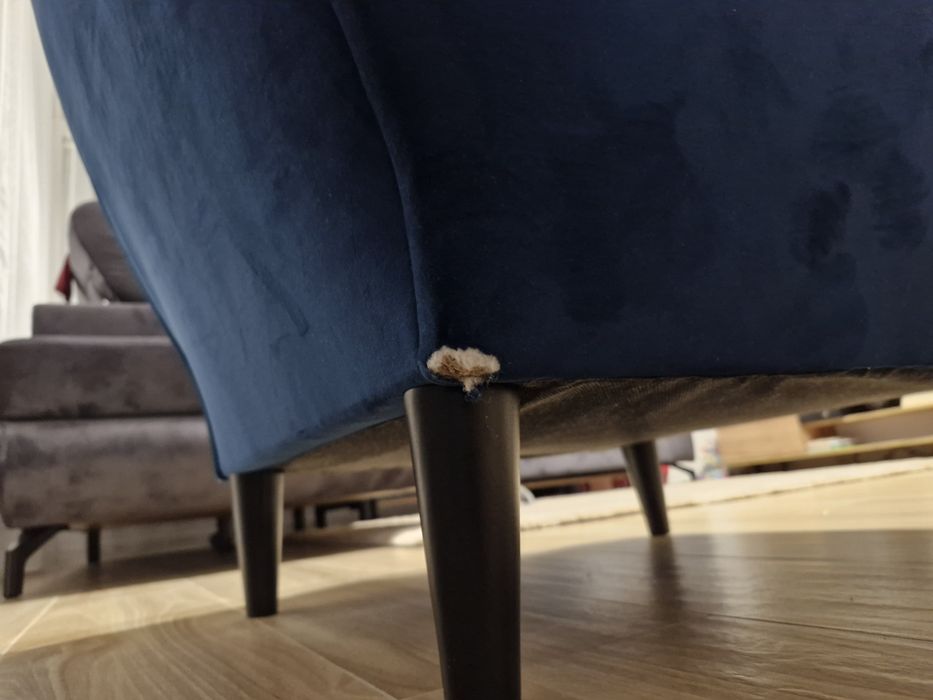 Fotel uszak welurowy velvet granat