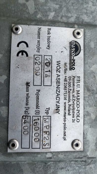 Beczkowóz wóz asenizacyjny Marco-polo 16000l