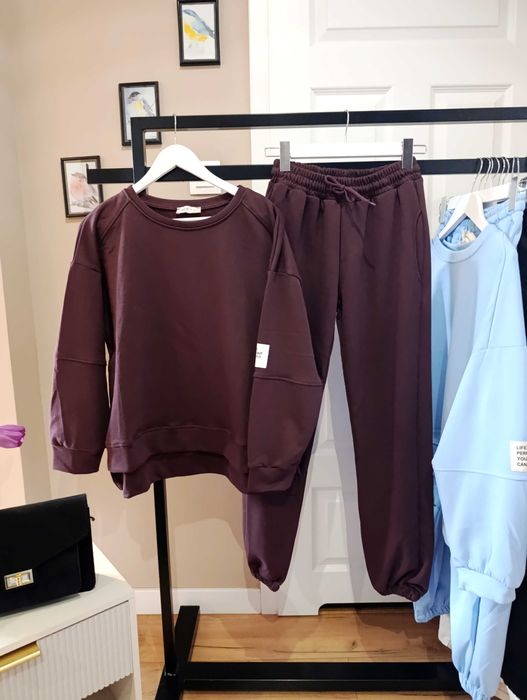 Dres damski śliwkowy M/38 bawełna gruby wygodny z naszywką viralowy