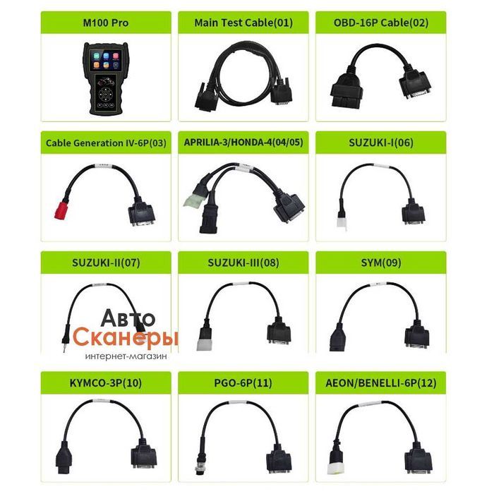 Диагностический адаптер JDiag M100 Pro +тестер v12 (для мотоциклов)
