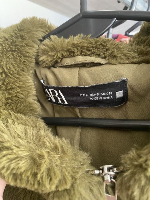 Zara Kurtka ze sztucznego futerka zielona