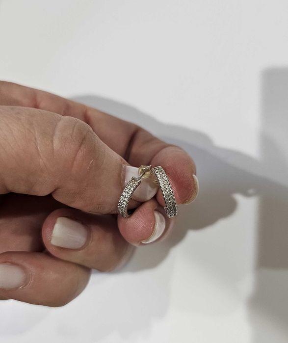 Brincos pequenos prata e zircónias