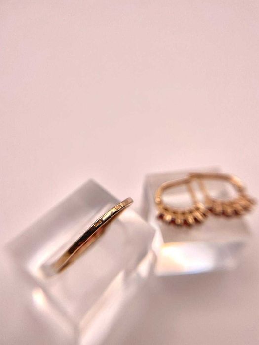 Conjunto em ouro maciço Anel + par de brincos com zircônias rosa