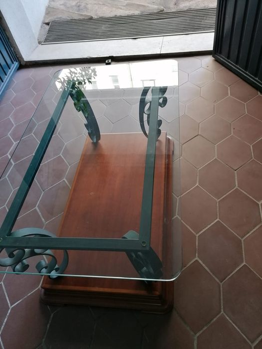 Mesa de centro ferro com vidro