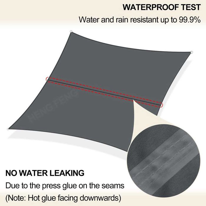 Toldo vela impermeável HENG FENG 4x6m Cinza