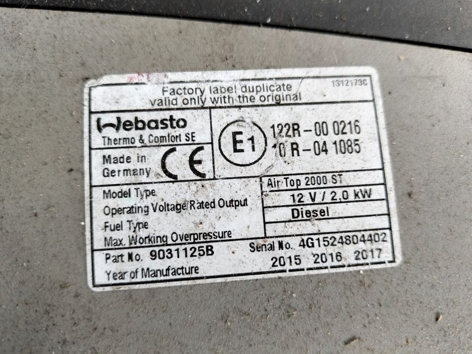 Webasto Ducato master oryginalne