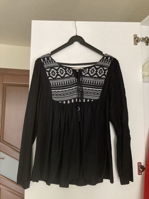 Koszula z długim rekawem, C&A, czarna, rozmiar S, wiskoza, boho