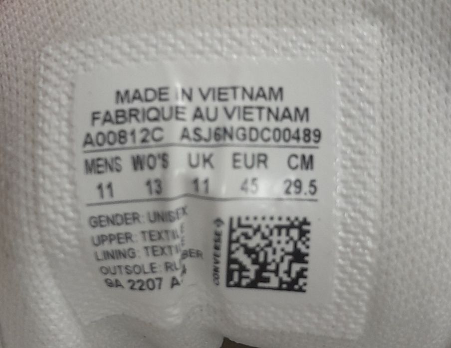 Converse Chuck Taylor materiał Białe roz. 45