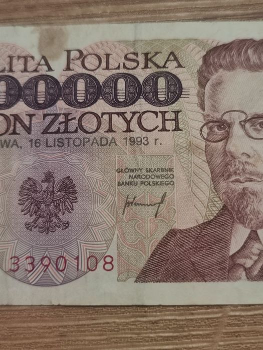 2 notas uma de 1 milhão zlotys e outra de 50 mil