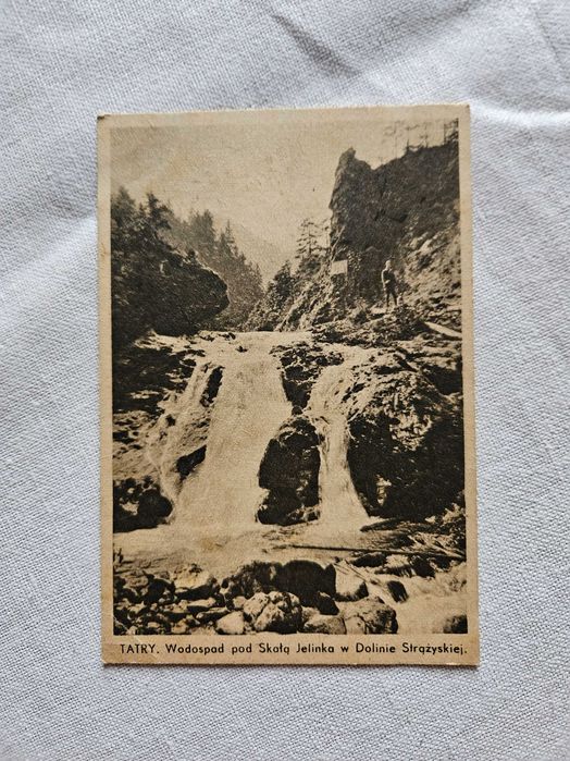 Stara pocztówka 1947 r Tatry. Wodospad pod Skałą Jelinka