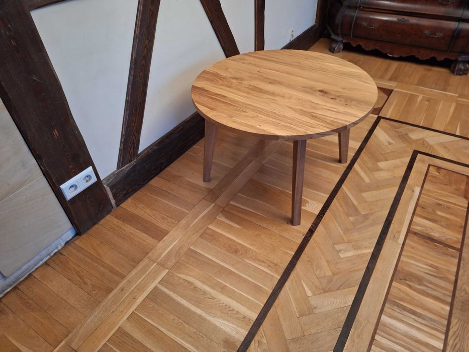 Stolik kawowy dębowy fi 80cm