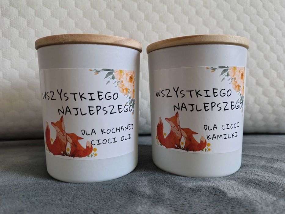 Świeca sojowa zapachowa 150ml, personalizowana naklejka URODZINY