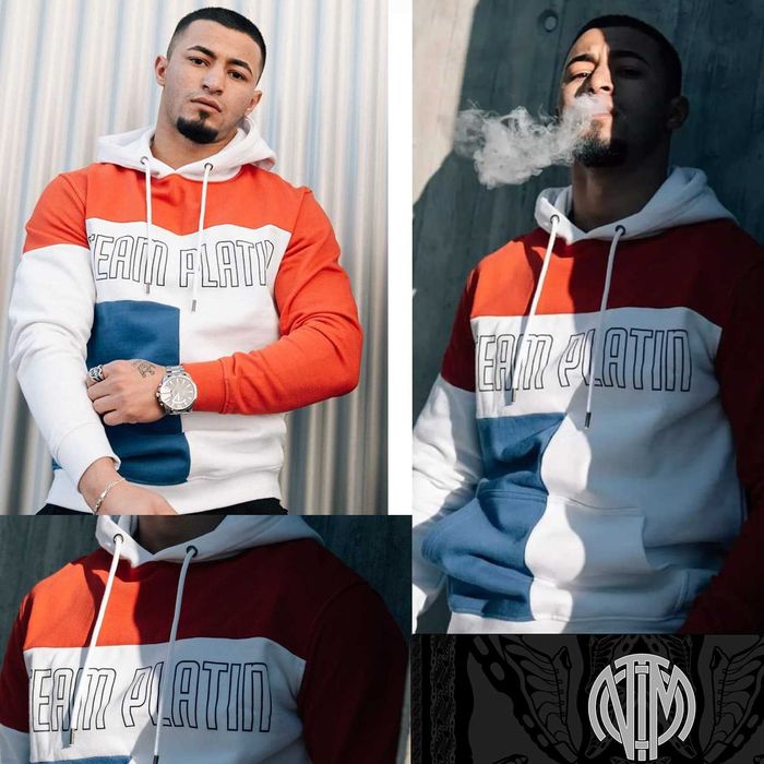 BLUZA z kapturem TEAM PLATIN biało-czerwono-niebieska rozmiar M