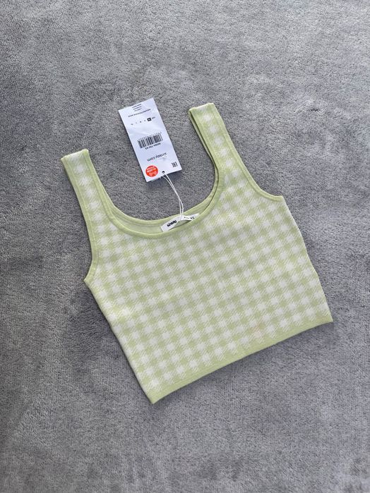 Komplet spódniczka + crop top limonkowy nowy z metka