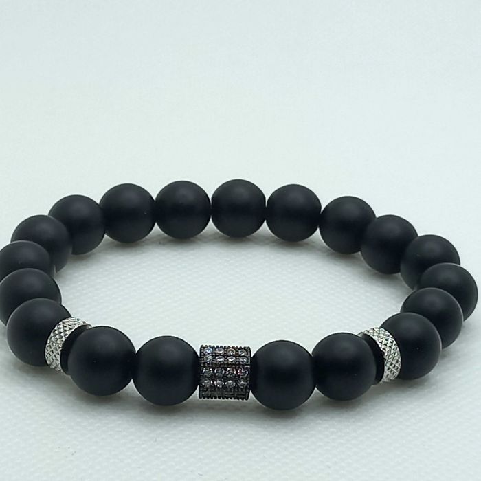 Natural black frosted matte bracelet for men.