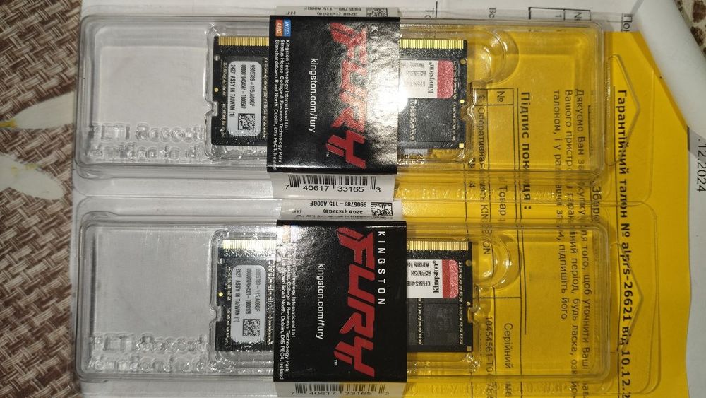 Памʼять Kingston FURY 2 x 32 GB SO-DIMM DDR4 3200 MHz Impact Black