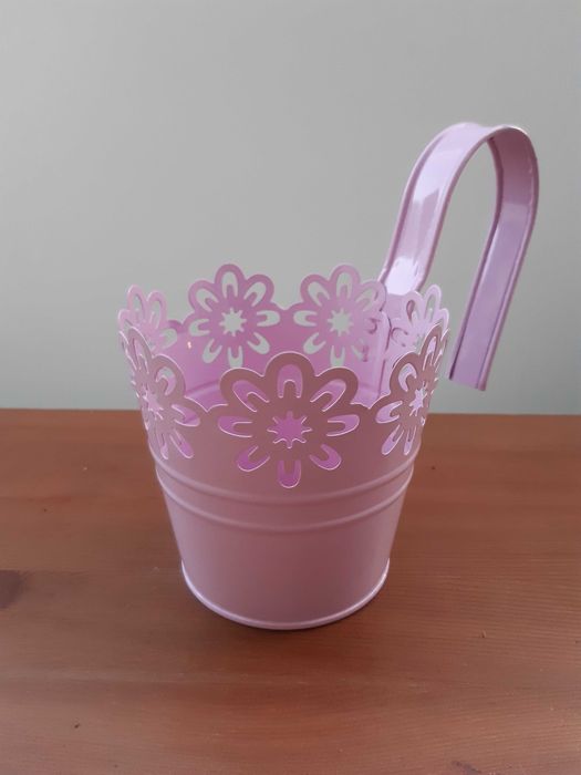 Osłonka na doniczkę zawieszana różowa 10 cm, Szybka wysyłka.