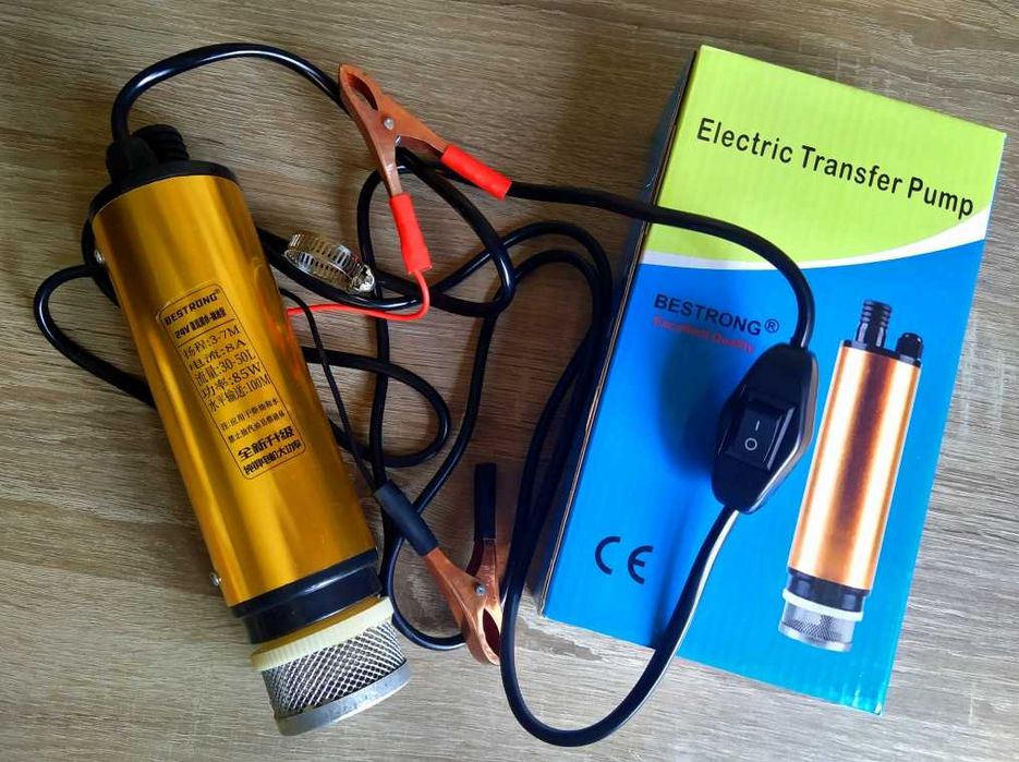 Насос погружной для воды и топлива с фильтром на 24v диаметром 51 мм