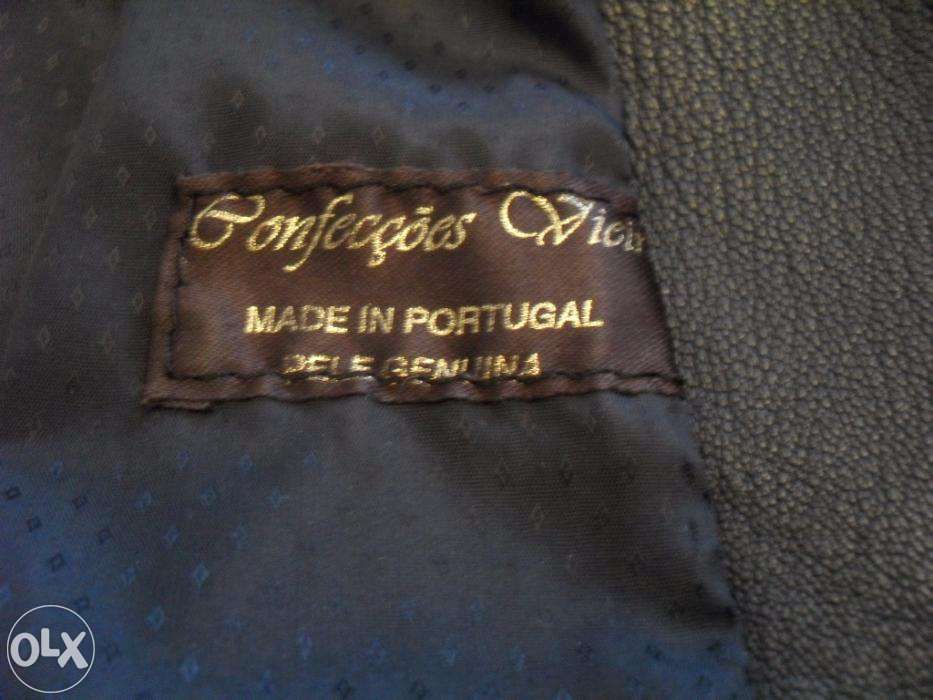 Casaco de Couro preto em pele genuína