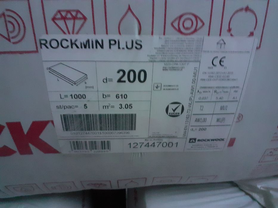 Welna skalna Rockwool Rockmin Plus 200 i 100.