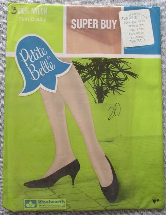 Oryginalne pończochy nylonowe rozm. 10 1/2, lata 70te, jasny brąz, RHT