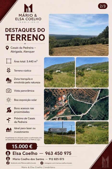 Terreno rústico 3.552 m2 Abrigada Serra de Montejunto