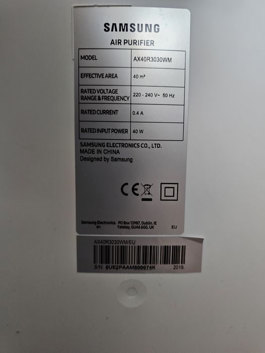 Oczyszczacz powietrza Samsung AX40R3030WM/EU 40m2