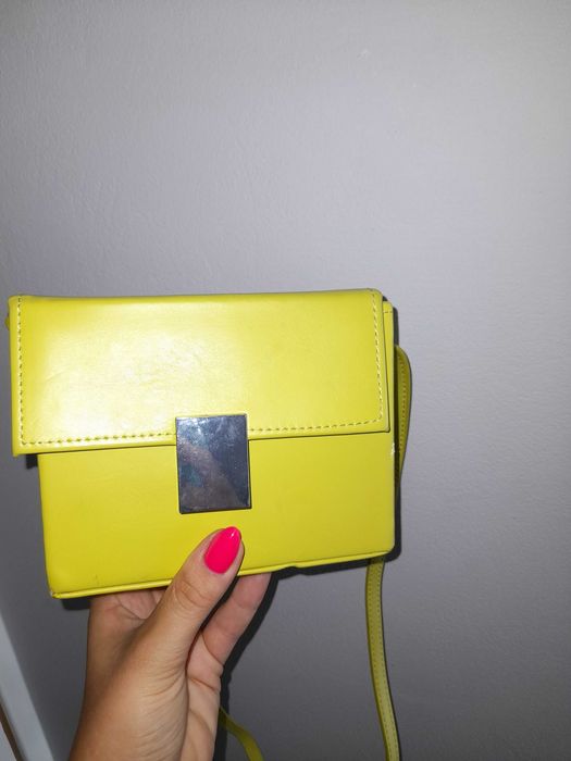 Zara torebka żółta kuferek mała limonka