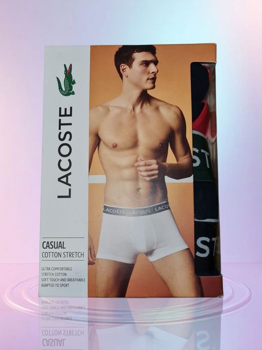 3 szt. bokserki Lacoste oryginalne, rm. M, czarne z opaską