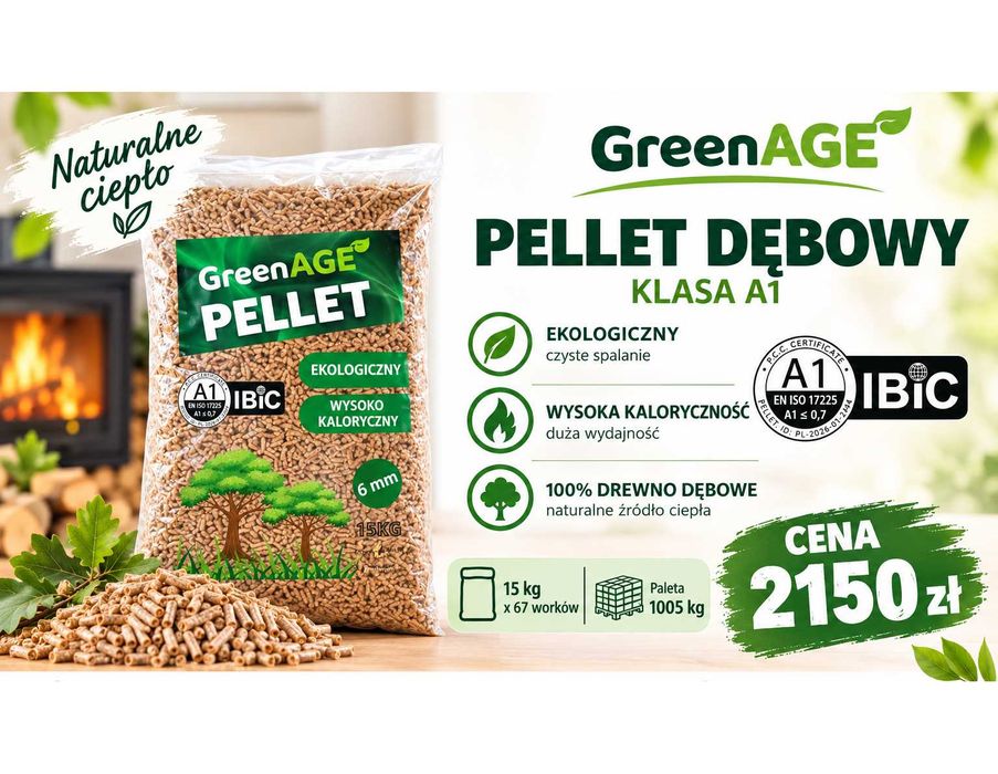 Ekologiczny PELLET Dębowy- Certyfikat IBiC A1- od producenta Worki 15 KG - 1005KG