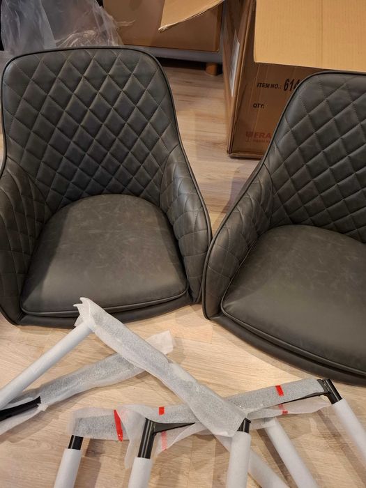 Zestaw 2 krzeseł ,kolor szary, sztuczna skóra