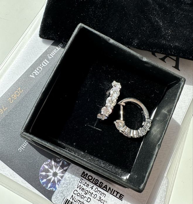 3 ct 4 мм сережки кольца с бриллианиами муассанитами серебрянные