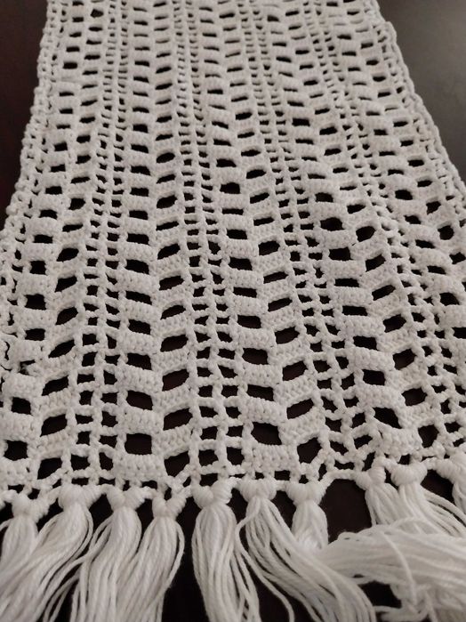 Caminho de mesa de croché, grande, vintage, retangular