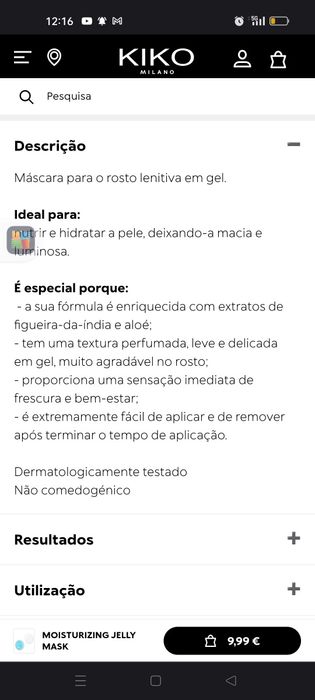 Máscara facial da kiko