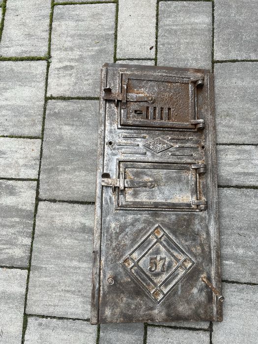 Przedwojenne Drzwiczki Piecowe KOPANA 57 – Żeliwo Art Deco, Wędzarnia, Grill