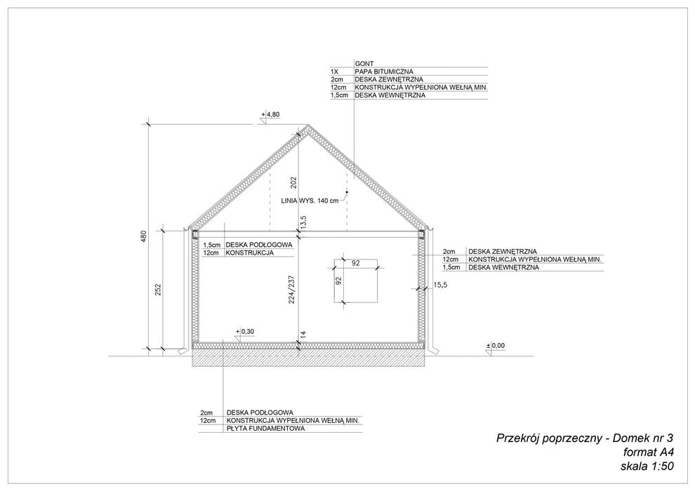 Domek drewniany letniskowy całoroczny 4m/6m 20mm