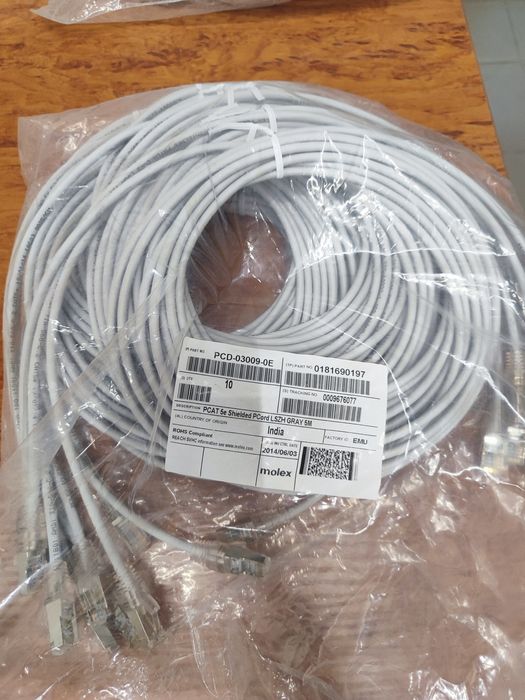 Патч-корд Molex 5Е RJ 45, 0.5м, 1м, 2м, 3м, 5м.