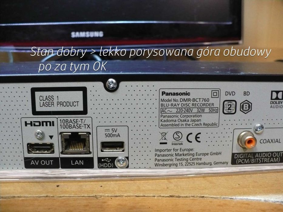 Panasonic DMR-BCT760 HDD 500Gb  nagrywa płyty Blu-ray, DVD ...