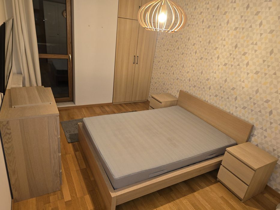 Komplet Ikea Malm  łóżko-rama, 2 szafki,komoda 4 szuflady