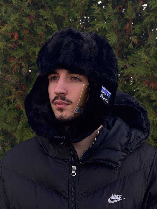 Шапка ушанка в черном и сером цвете