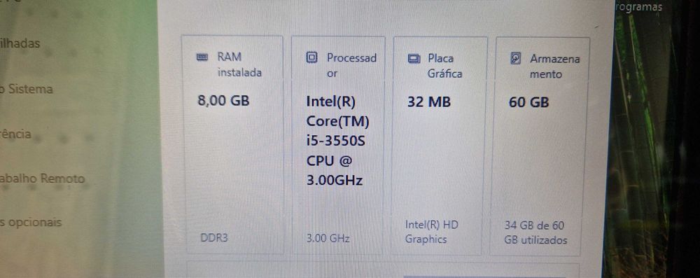 POS Tátil touch screen 15" CPU i5 RAM 8GB Windows 10PRo Visor cliente