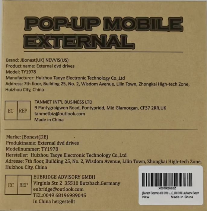 Zewnętrzny napęd CD DVD USB 3.0 typu C