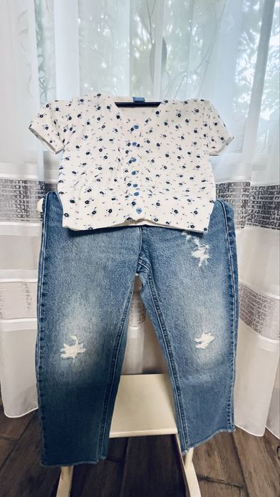 Комплект на 128 см, джинси+ джинсова куртка Zara, реглан