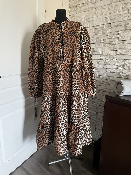 Bawełniana sukienka Bonprix 48/50 panterka, boho, 100% bawełna