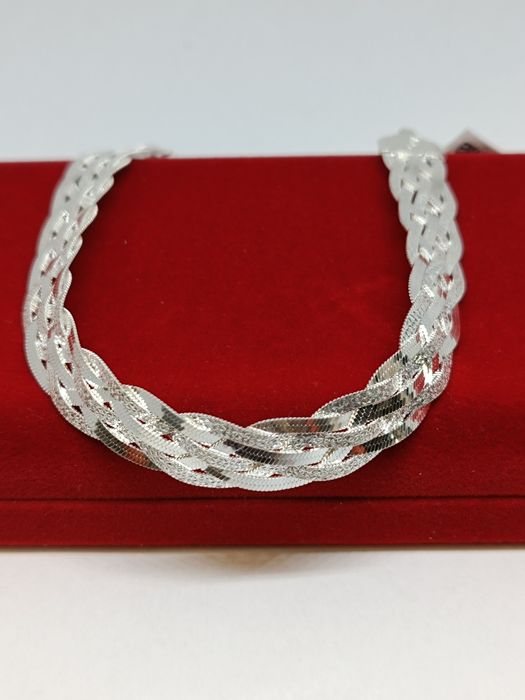 Srebrna bransoletka warkocz dł.20cm, srebro próby 925