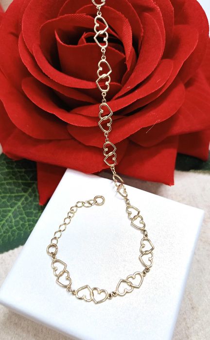 Złota bransoletka p.585/2,56g Podwójne Serce