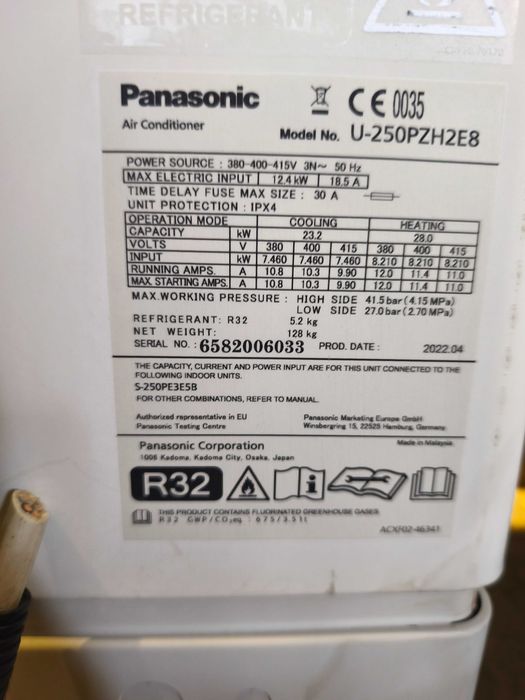 Klimatyzator kasetonowy Panasonic 25 kW / pompa ciepła / do hali