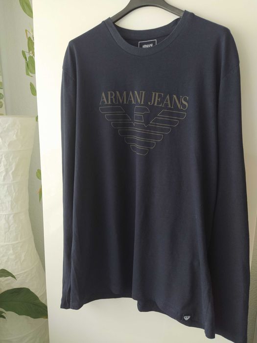 Granatowy longsleeve Armani Jeans roz. L 100% bawełna