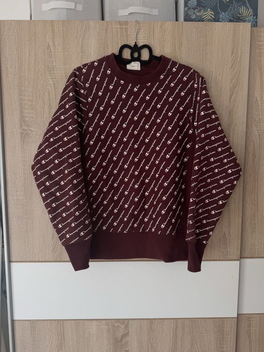 Bluza Champion S reverse wave 00s monogram spellout crewneck vintage