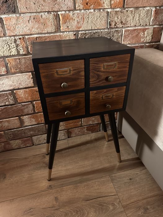 Szafka biblioteczna vintage/katalogowa PRL po renowacji - styl loft